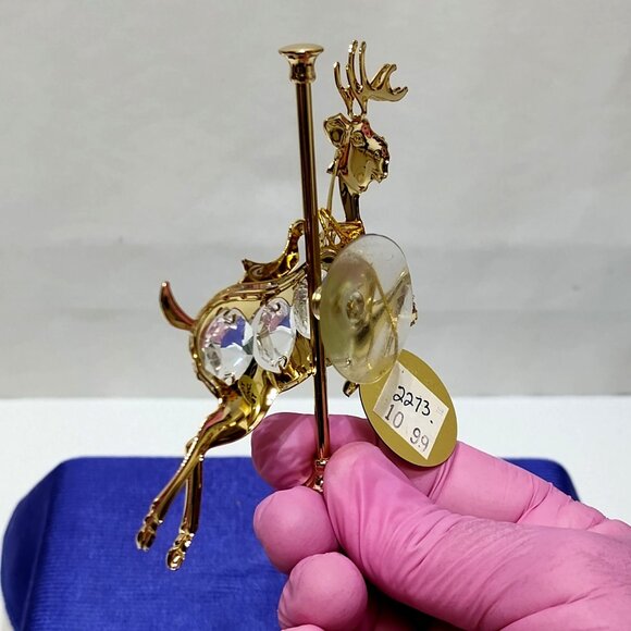 Crystal Delight 24K GP Reindeer Suncatcher Austrian Crystals Window Display 1997 - Picture 3 of 10